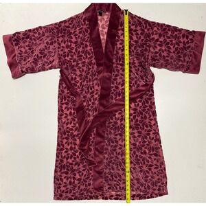 Victorias Secret Burnout Velvet Floral Robe Burgundy Wine XS/S Kimono Wrap Belt